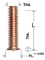 Technical Drawing for Flanged Weld Studs (UNC & UNF)